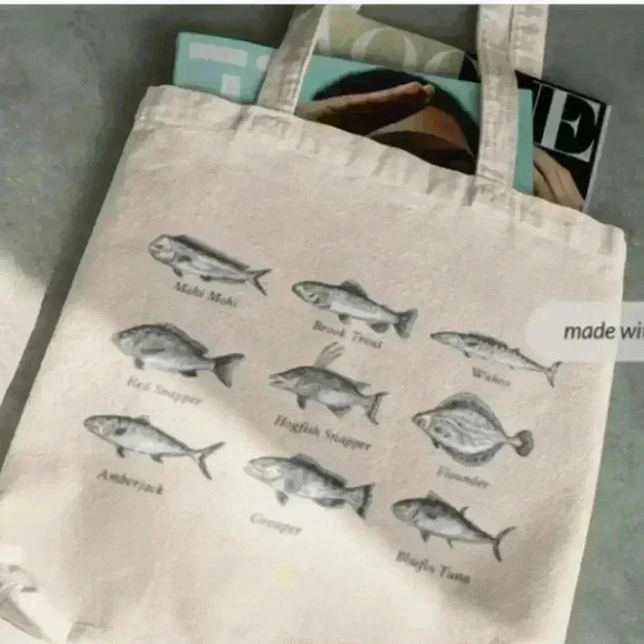 They fisherman  fish name tote bag recycled canvas tote bag - Picture 1 of 3